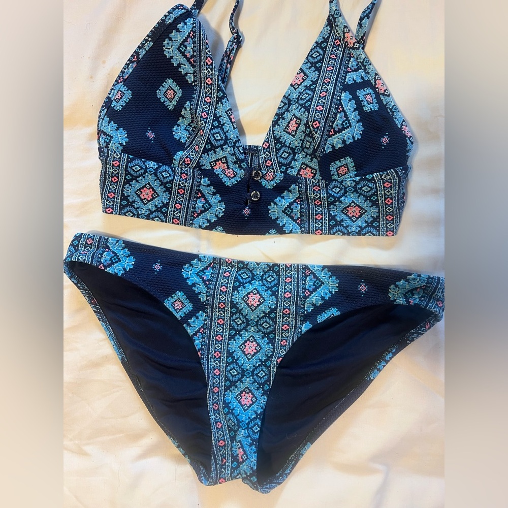 Aerie Blue Boho Patterned Two-Piece Bikini Set